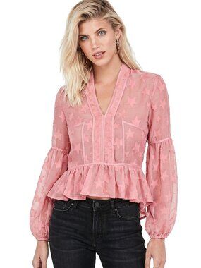 NWT ROMEO & JULIET COUTURE Pink Star Hi Lo Blouse Small NEW S